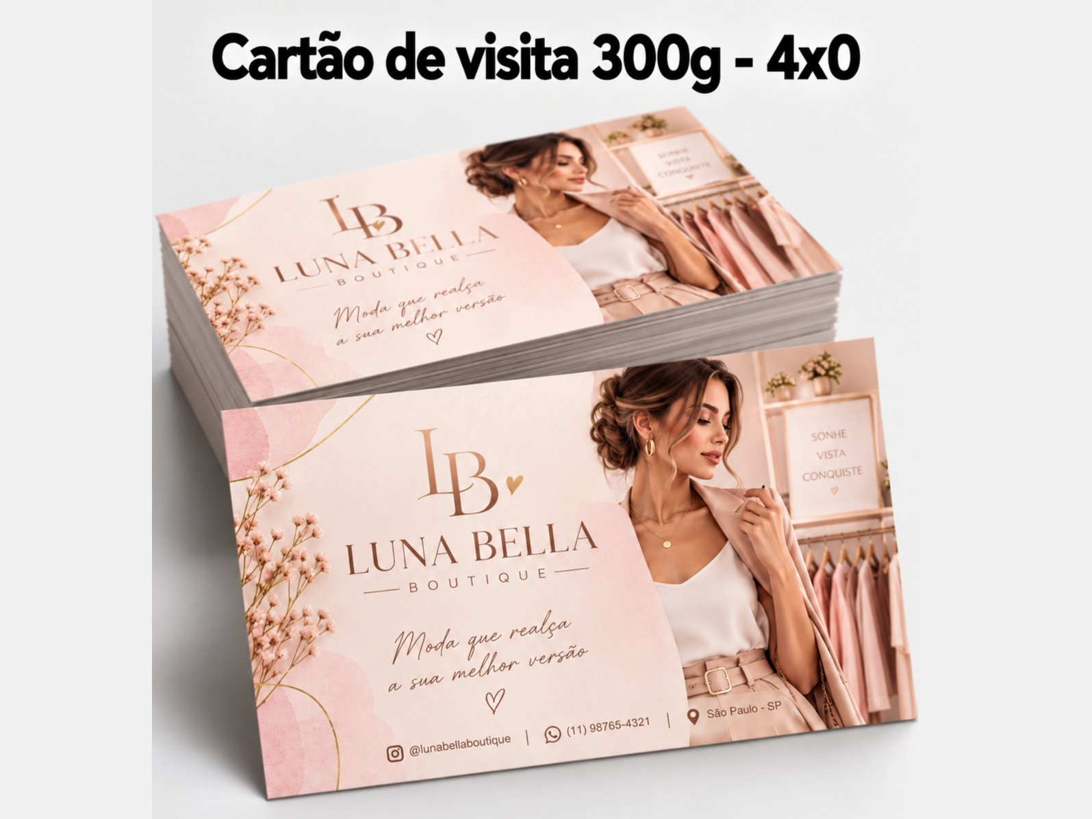 CARTÃO DE VISITA - COUCHÊ 300 GR - IMPRESSÃO FRENTE - BRILHO FRENTE